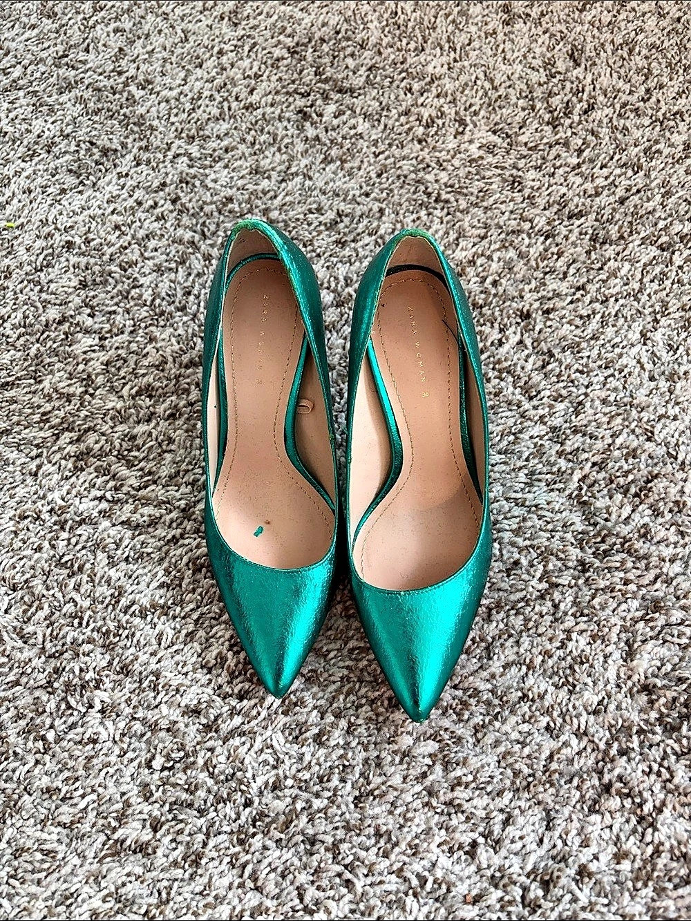 Zara Pointed Toe Heels in Green